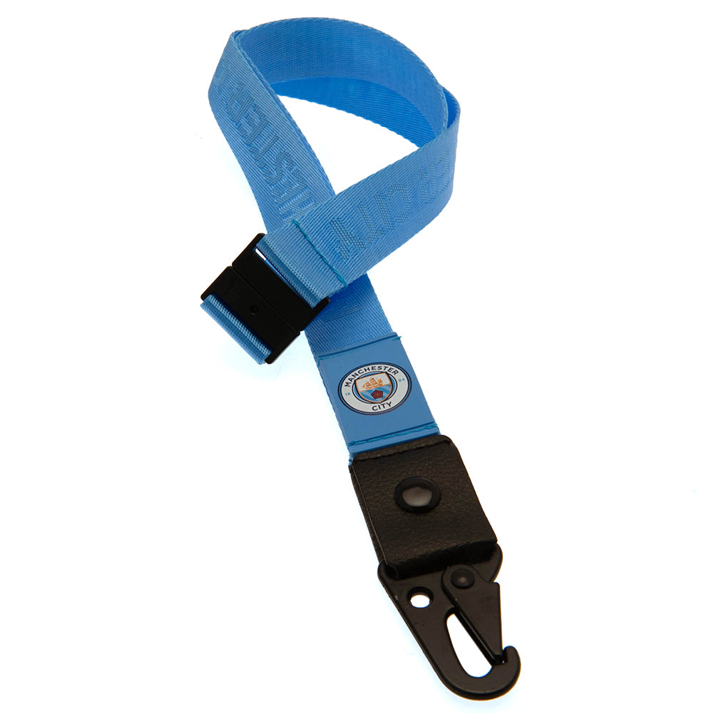 Deluxe Sky Blue Manchester City FC Nylon Lanyard for IDs and Keys