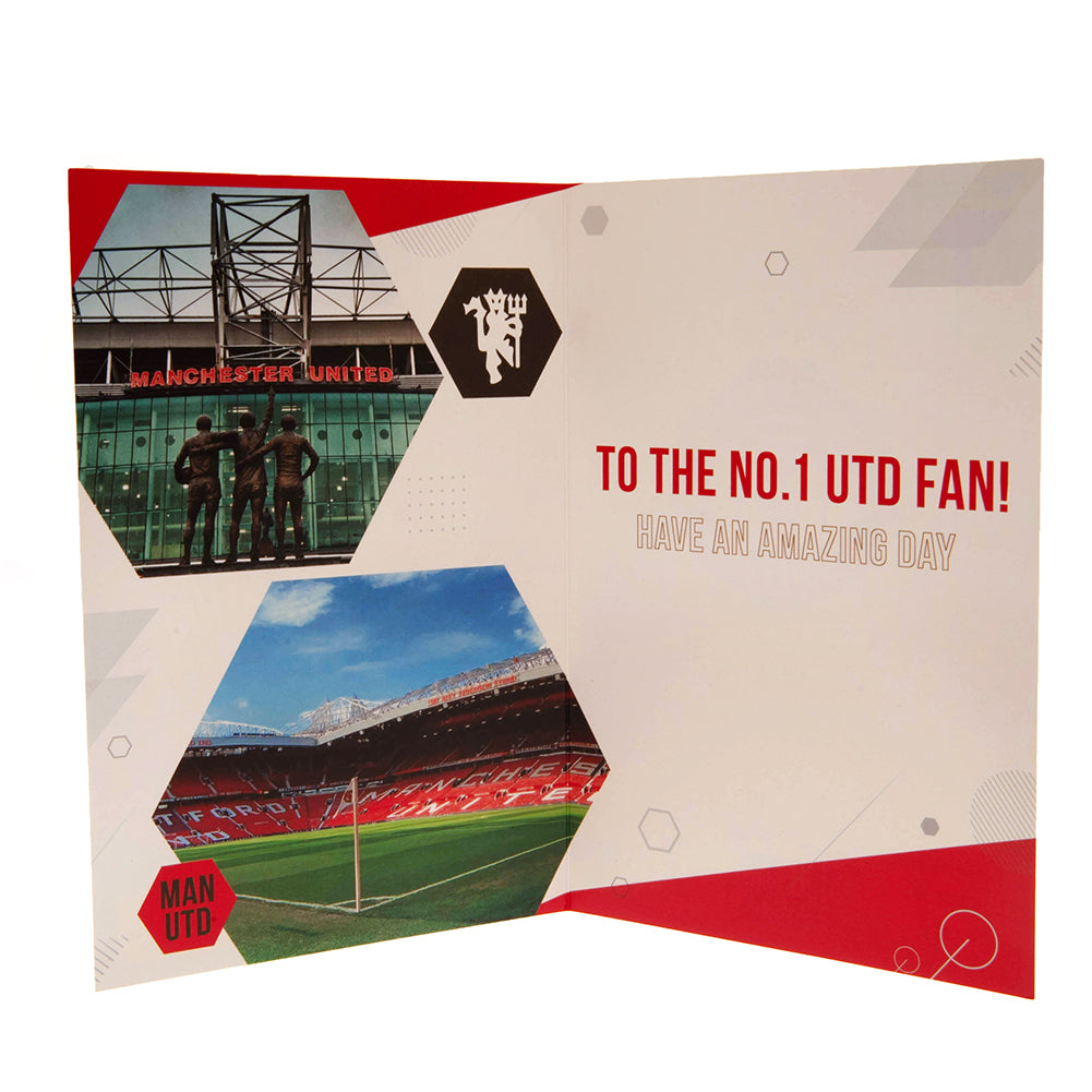 Manchester United FC Personalizable Birthday Card with Shiny Gold Stickers