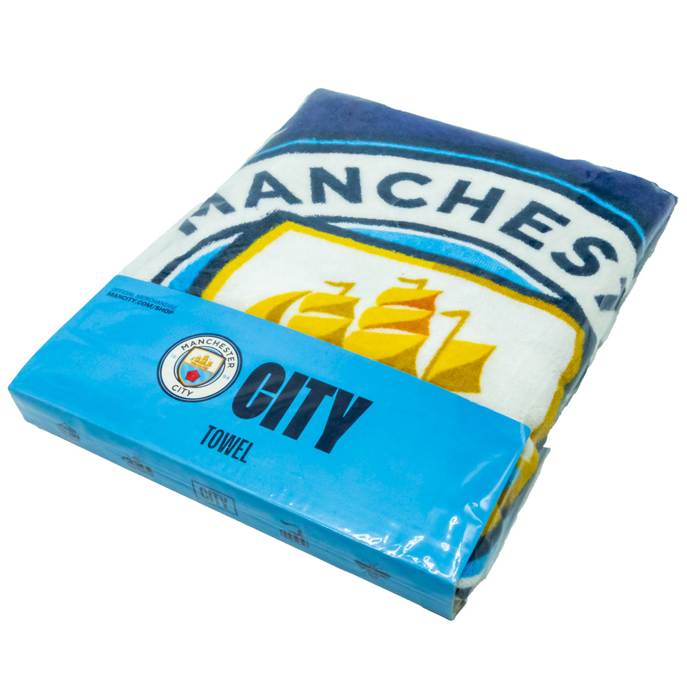 Large and Soft 100% Cotton Velour Manchester City FC Beach Towel