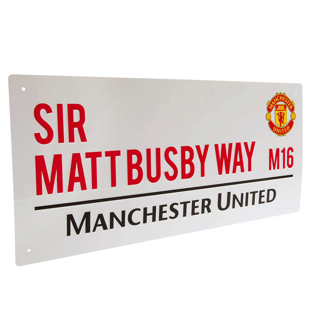 High - Gloss Stamped Metal Manchester United FC Sir Matt Busby Way Wall Sign