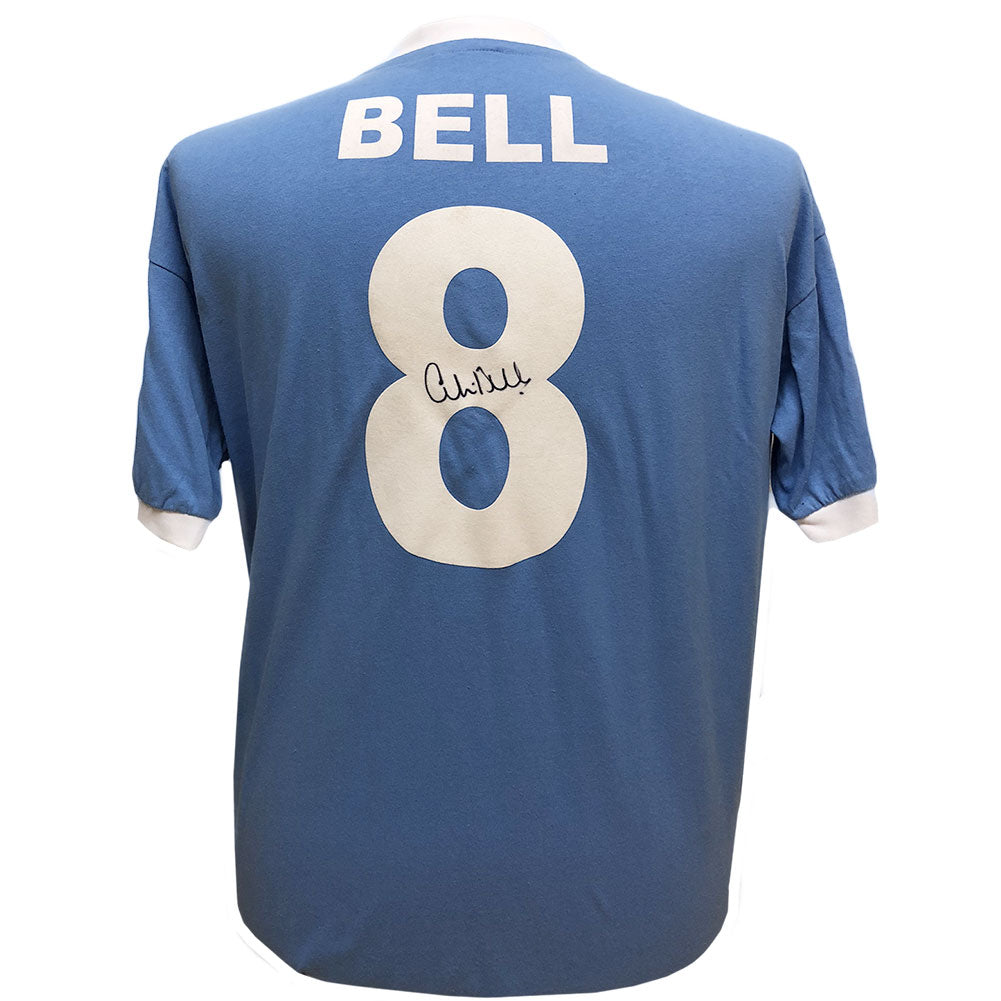Authentic Manchester City FC Retro No.8 Shirt Hand-Signed by Colin Bell