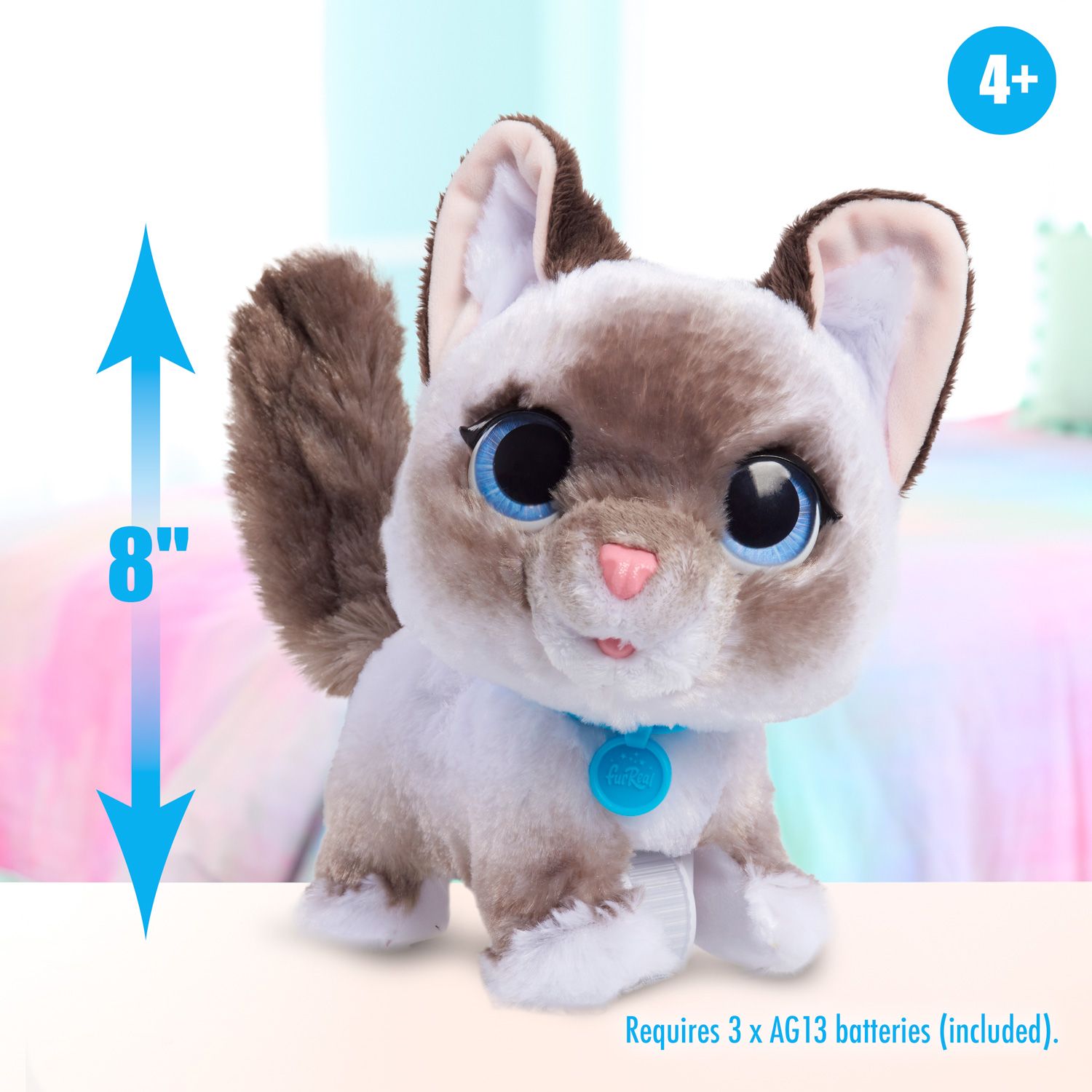 FurReal Interactive Wagging Kitty Toy - Gray and White Ragdoll Style