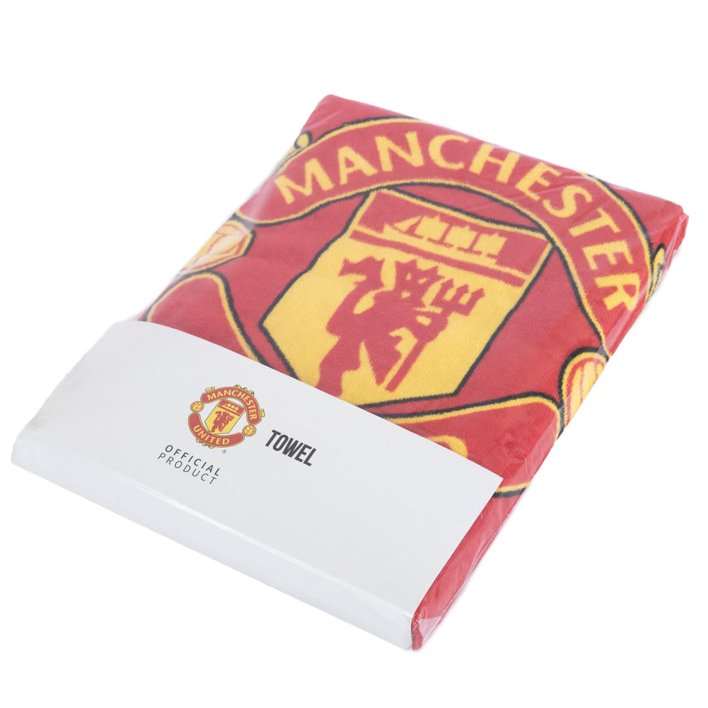 High - Quality Manchester United Branded Core Stripe Cotton Velour Beach Towel