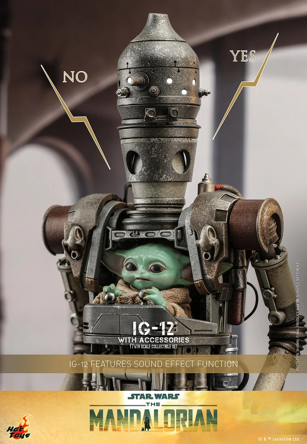 Hot Toys 1/6 Scale Mandalorian IG-12, Grogu & Accessories Collectible Set