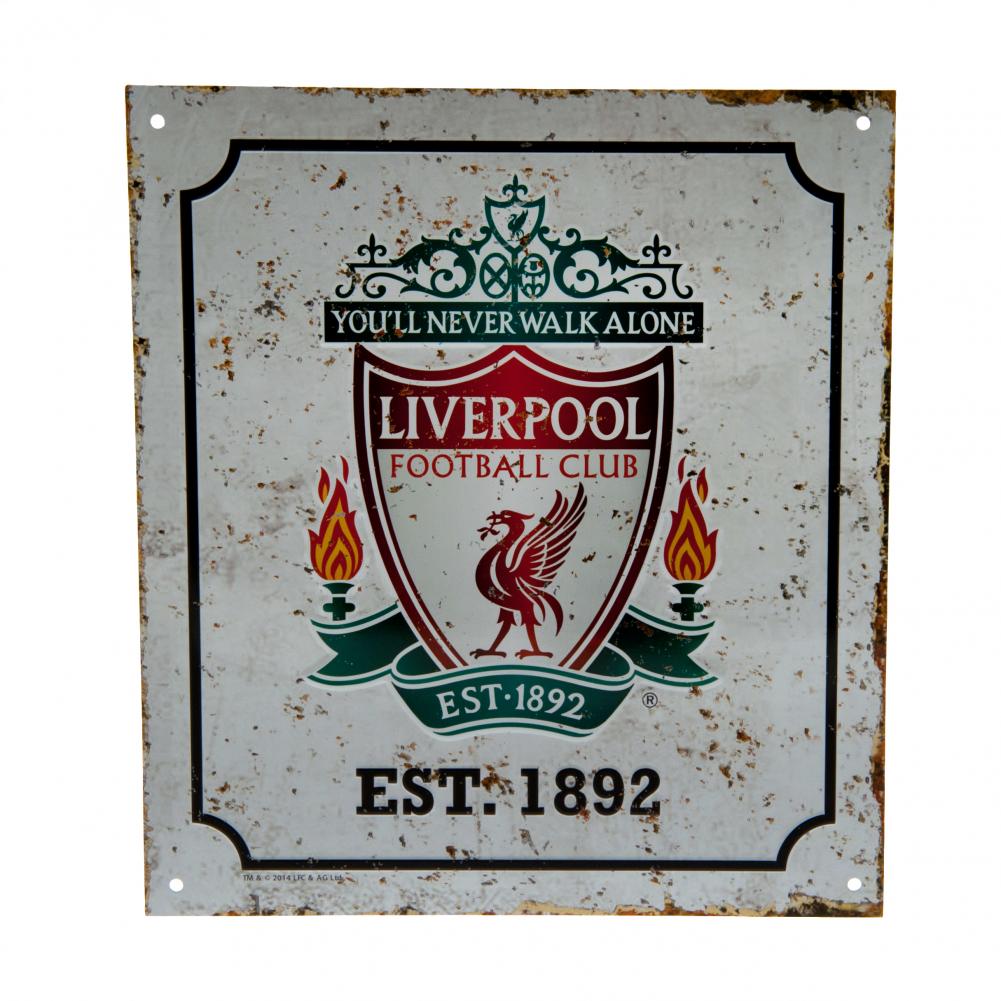 Retro-style Stamped Metal Liverpool FC Logo Wall Sign