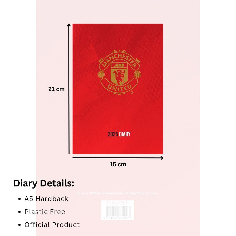 2025 Manchester United Football Club Official A5 Diary for Weekly Viewing