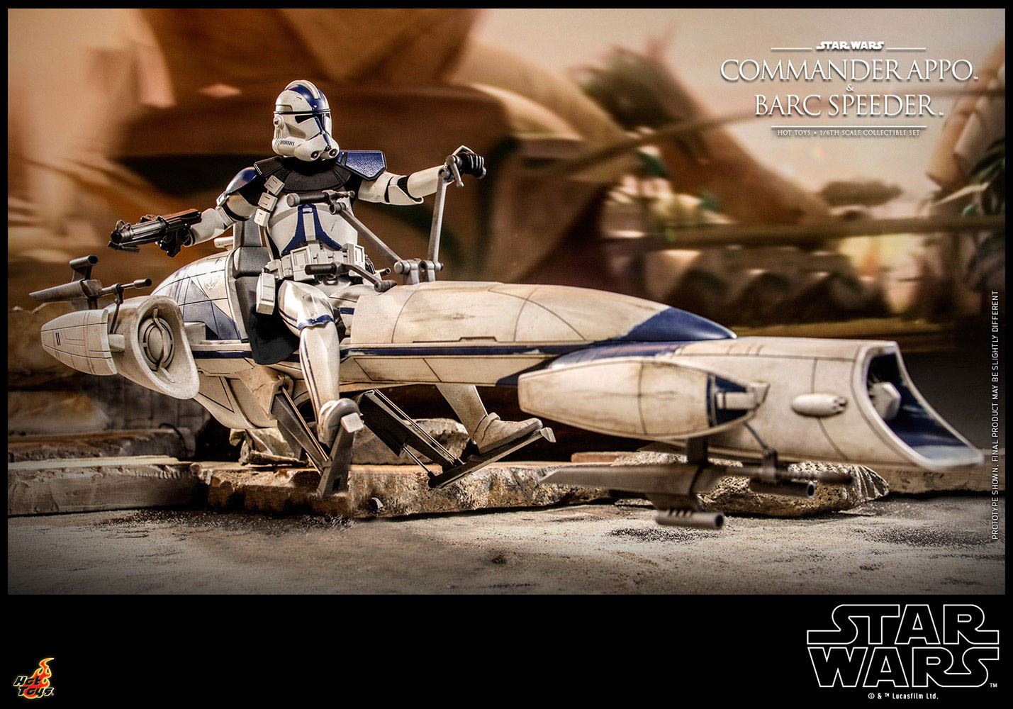 Hot Toys 1:6 Scale Star Wars Clone Wars - Detailed Commander Appo with BARC Speeder Set