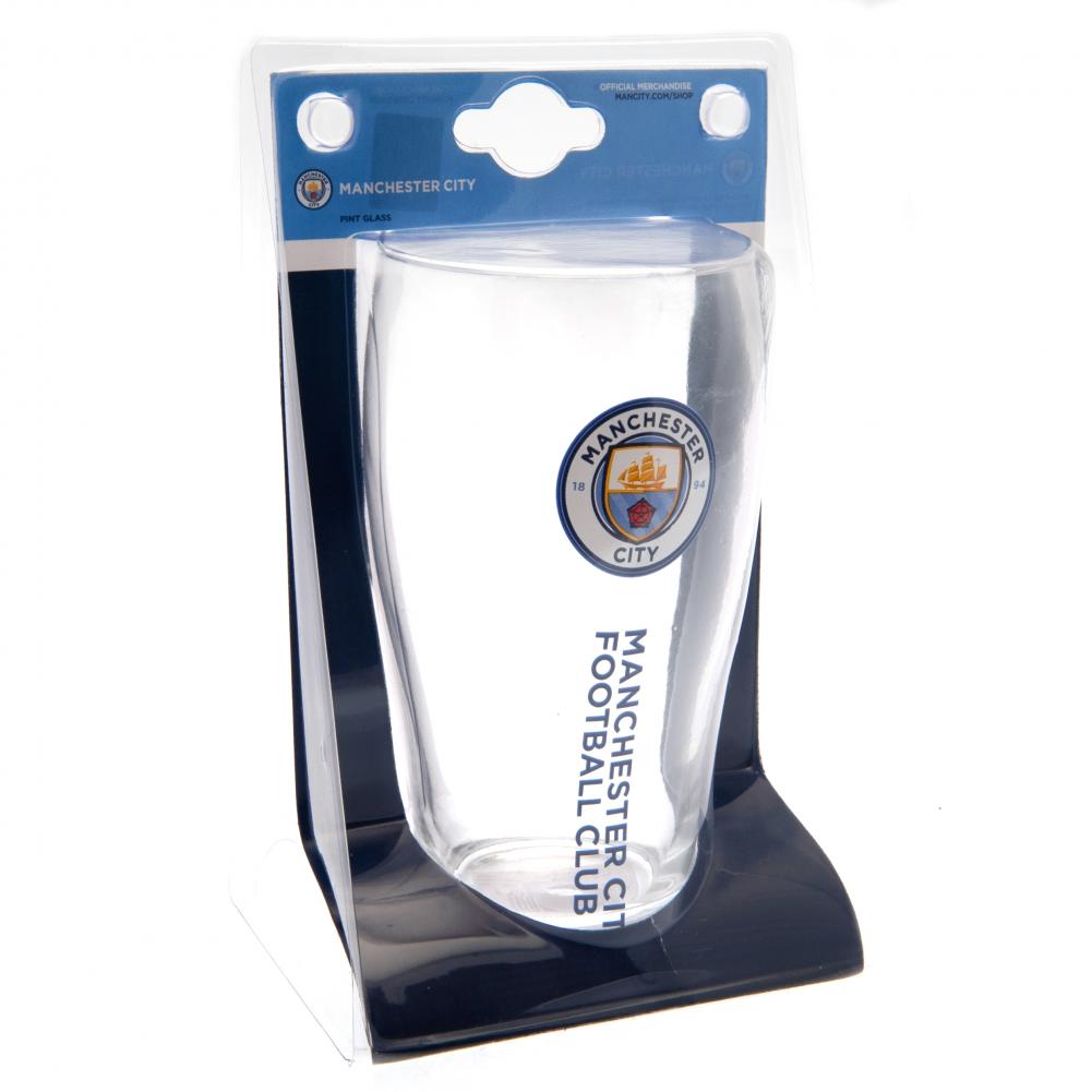 Navy Blue Manchester City FC Wordmark Tulip-Style Pint Glass