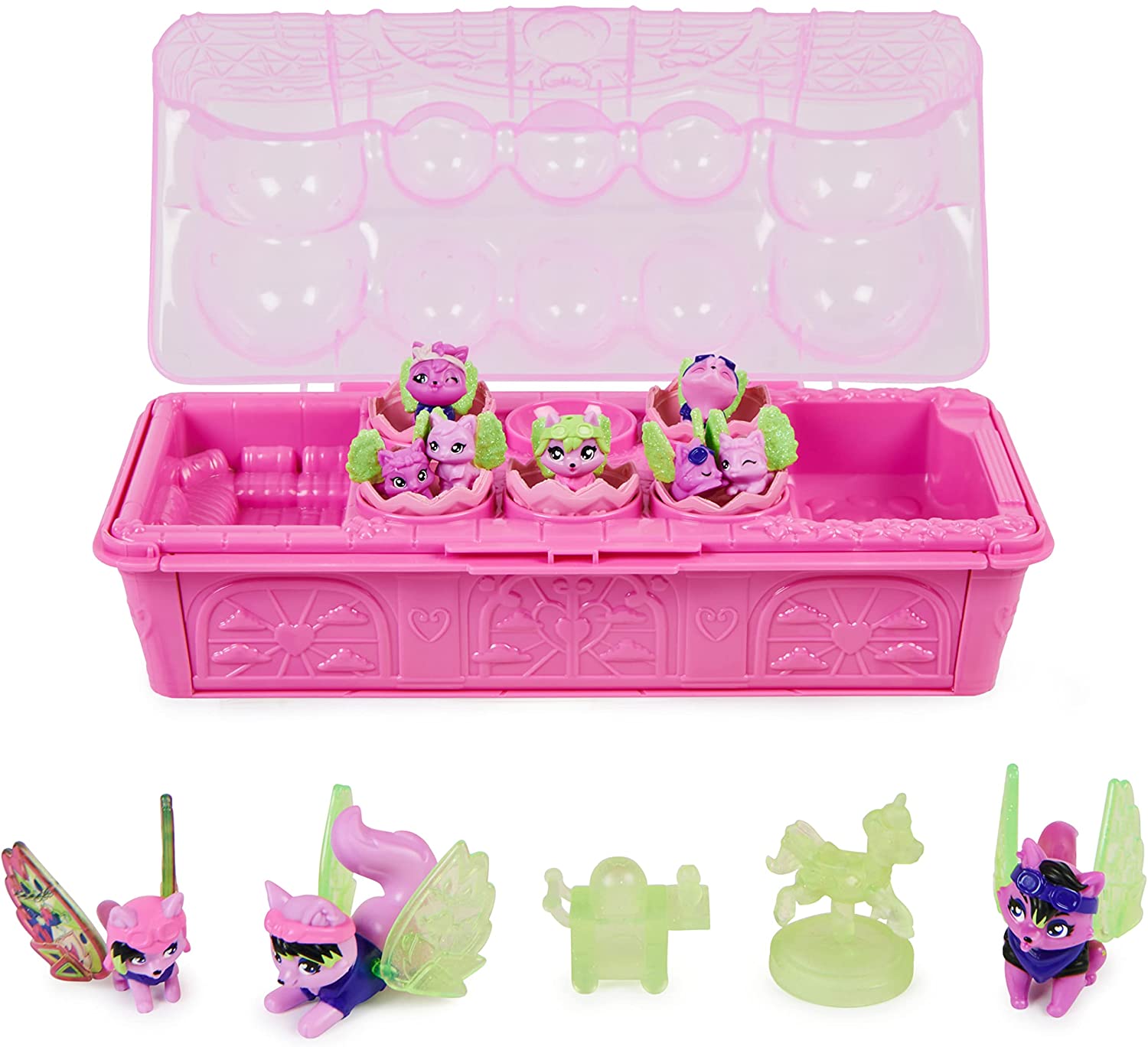 Hatchimals CollEGGtibles: Exclusive Rainbow-cation Wolf Family Carton with Surprising Playset and Collectible Toys