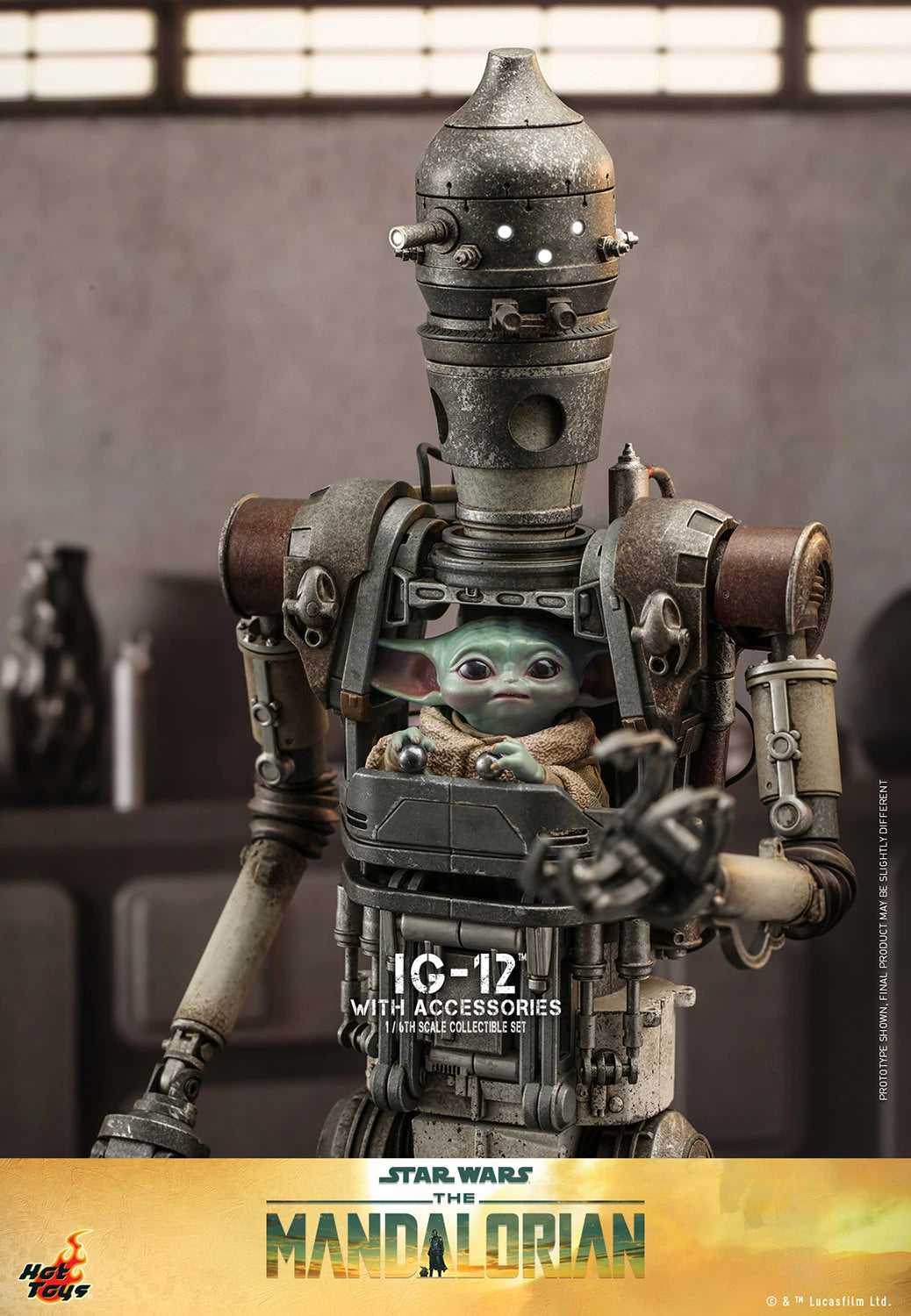 Hot Toys 1/6 Scale Mandalorian IG-12, Grogu & Accessories Collectible Set