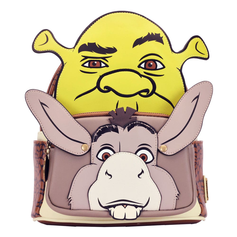 Loungefly Branded Mini Cosplay Backpack Featuring Shrek and Donkey Characters