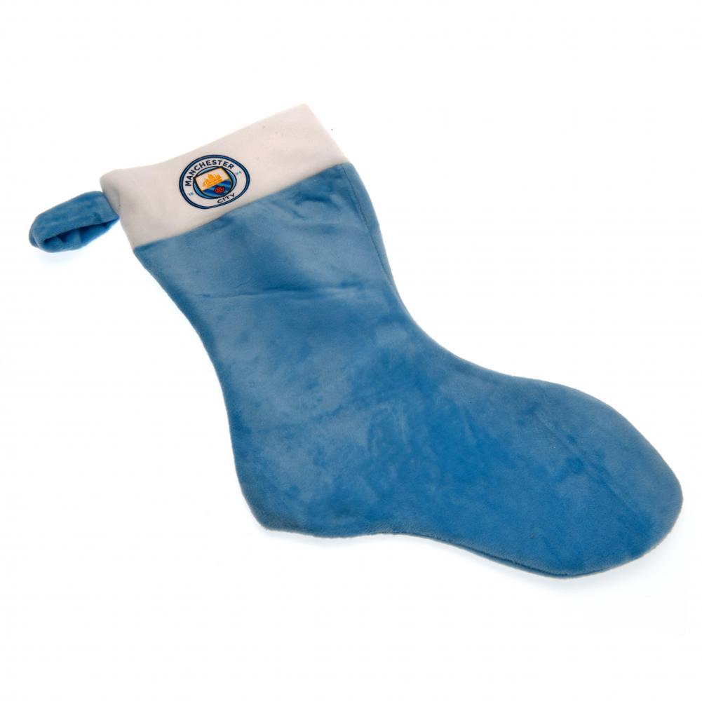 Soft 100% Polyester Sky Blue Manchester City FC Christmas Stocking