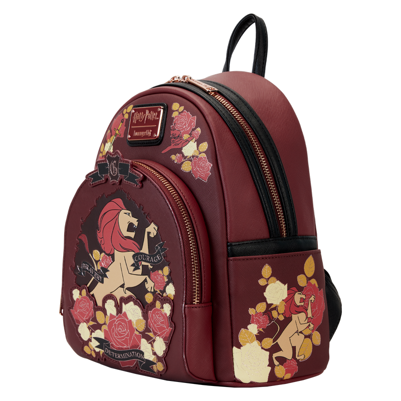 Loungefly Harry Potter Gryffindor Floral Tattoo Design Adjustable Mini Backpack