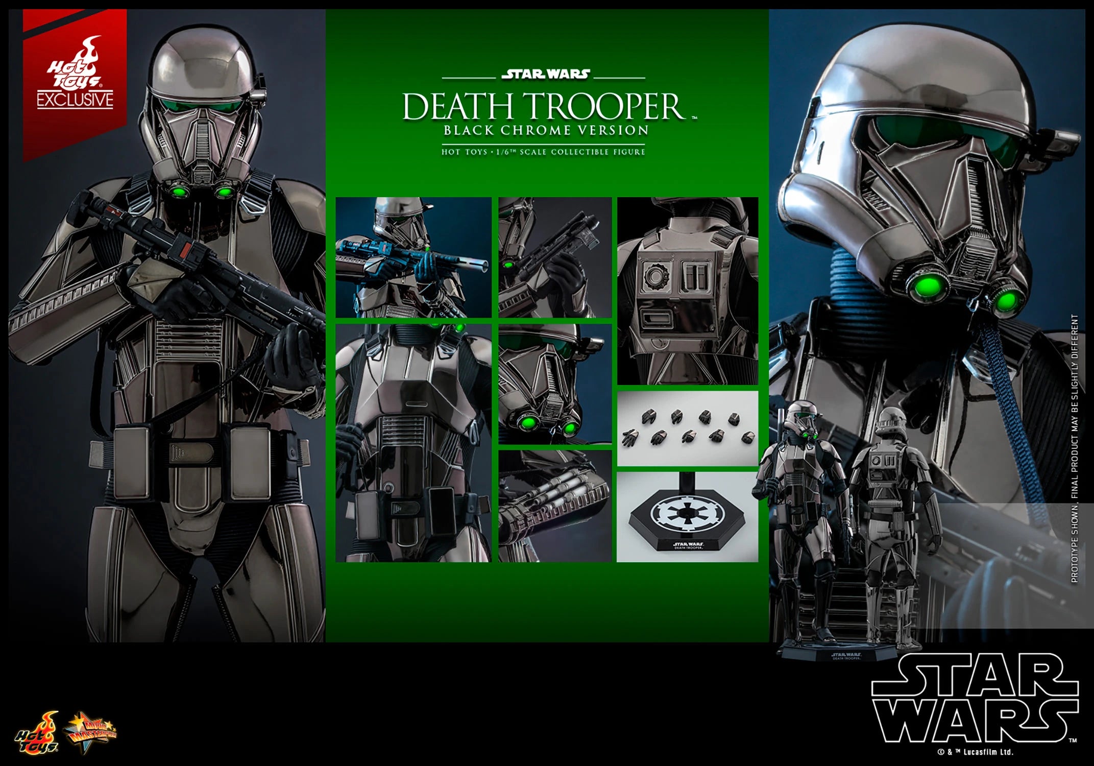 Exclusive Hot Toys 1/6 Scale Star Wars Black Chrome Death Trooper Collectible