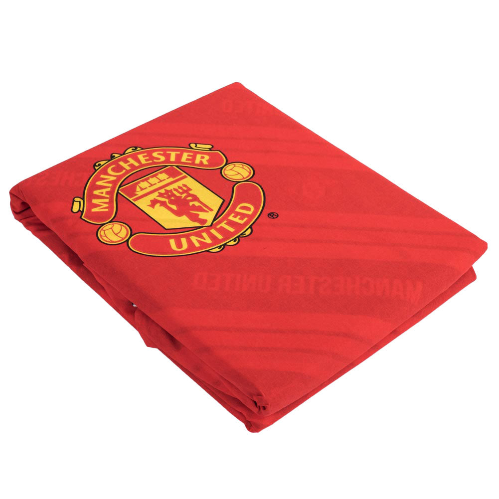 Manchester United FC Reversible Stripe Single Duvet Set with Club Crest