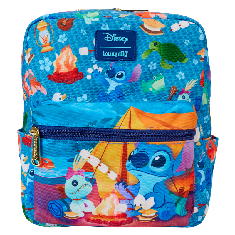 Loungefly Disney Mini Nylon Backpack with Stitch Camping Cuties All - Over Print
