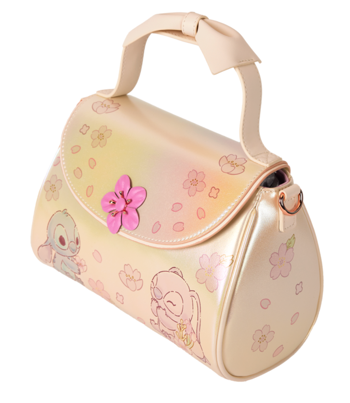 Loungefly Disney Iridescent Stitch and Angel Bow-Handle Fashionable Crossbody Bag
