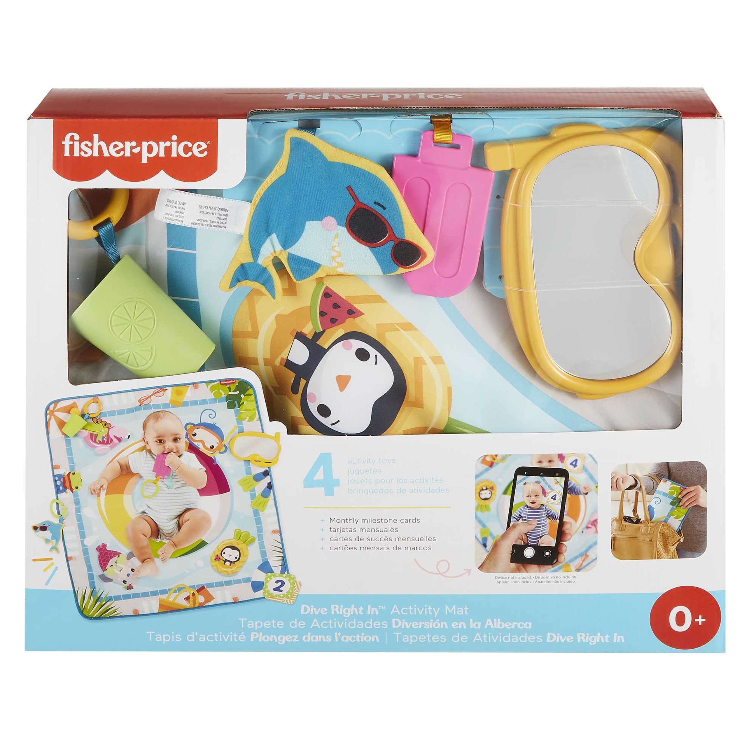 Fisher-Price Colorful Activity Mat for Newborns with Pool Theme