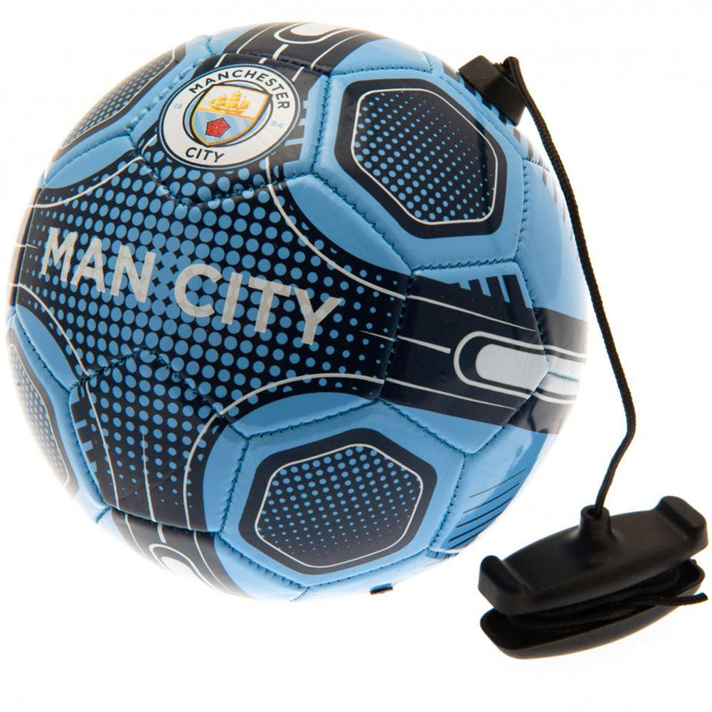 Sky Blue Size 2 Manchester City FC Skills Training Ball with Cord