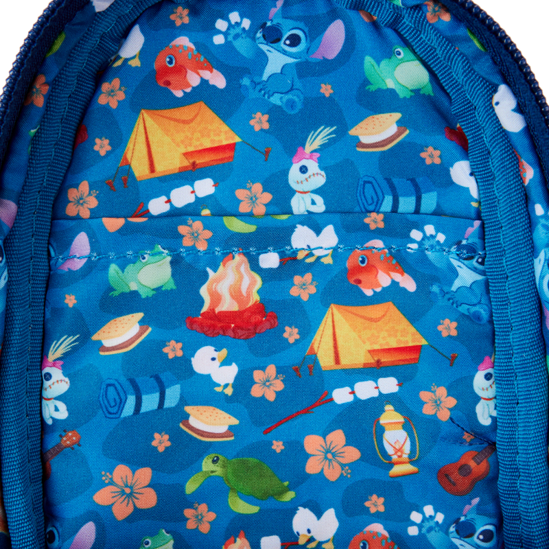 Loungefly Disney Stitch Camping Cuties Themed Mini Backpack Style Pencil Case for Stationery Storage