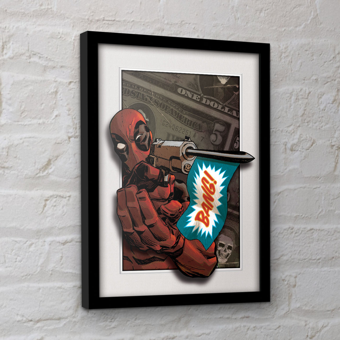 Marvel Comics Deadpool (Bang!) Breakout 3D Effect Framed Art Collector Print - High - Quality 30 x 40 cm Wall Decor