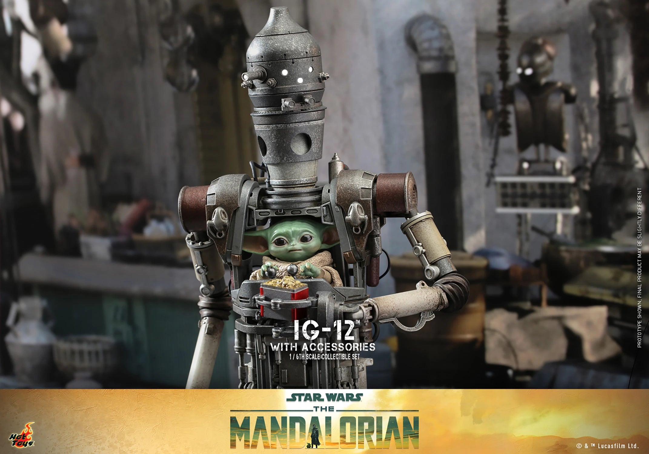 Hot Toys 1/6 Scale Mandalorian IG-12, Grogu & Accessories Collectible Set