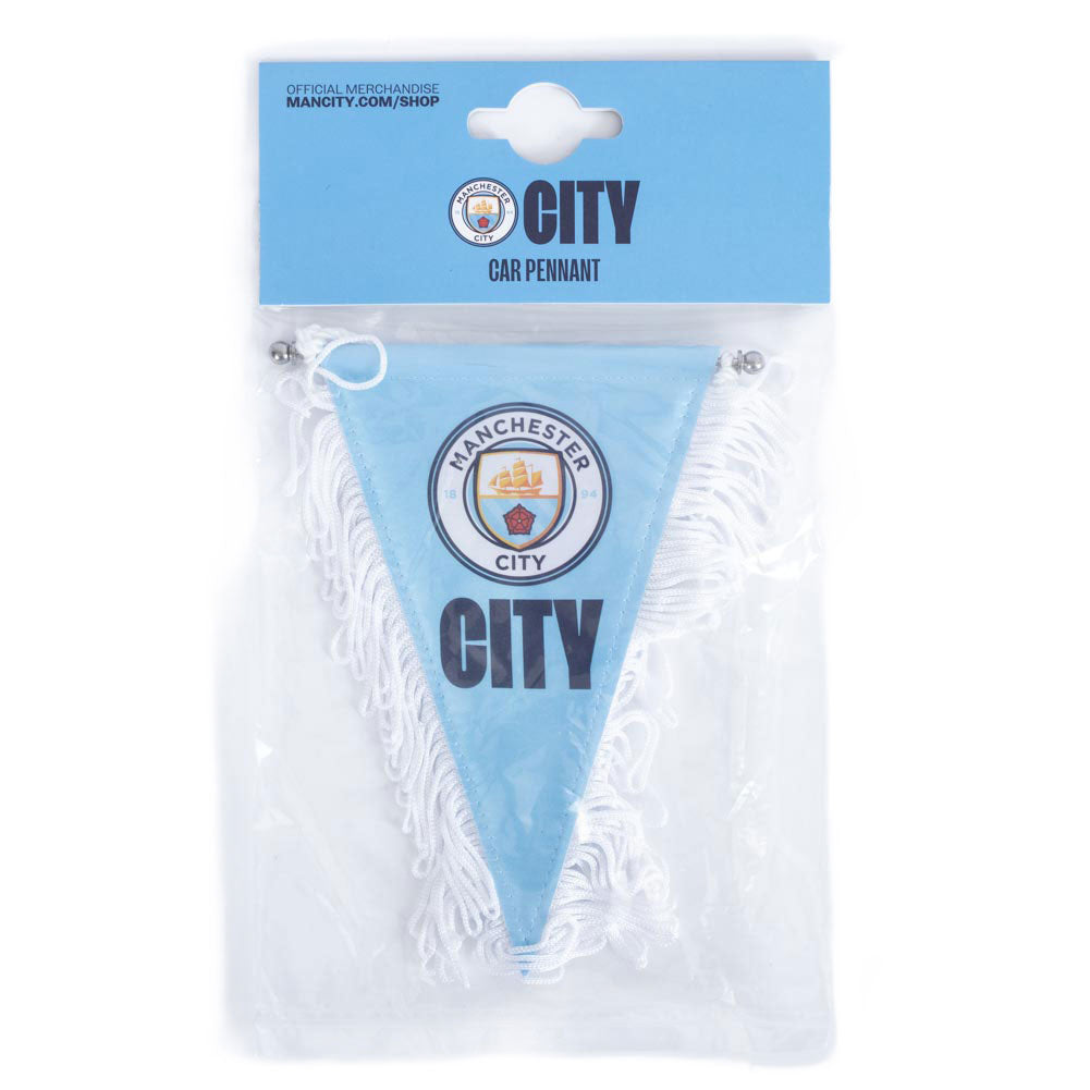 Sky Blue Manchester City FC Mini Triangular Pennant with Full - Color Crest