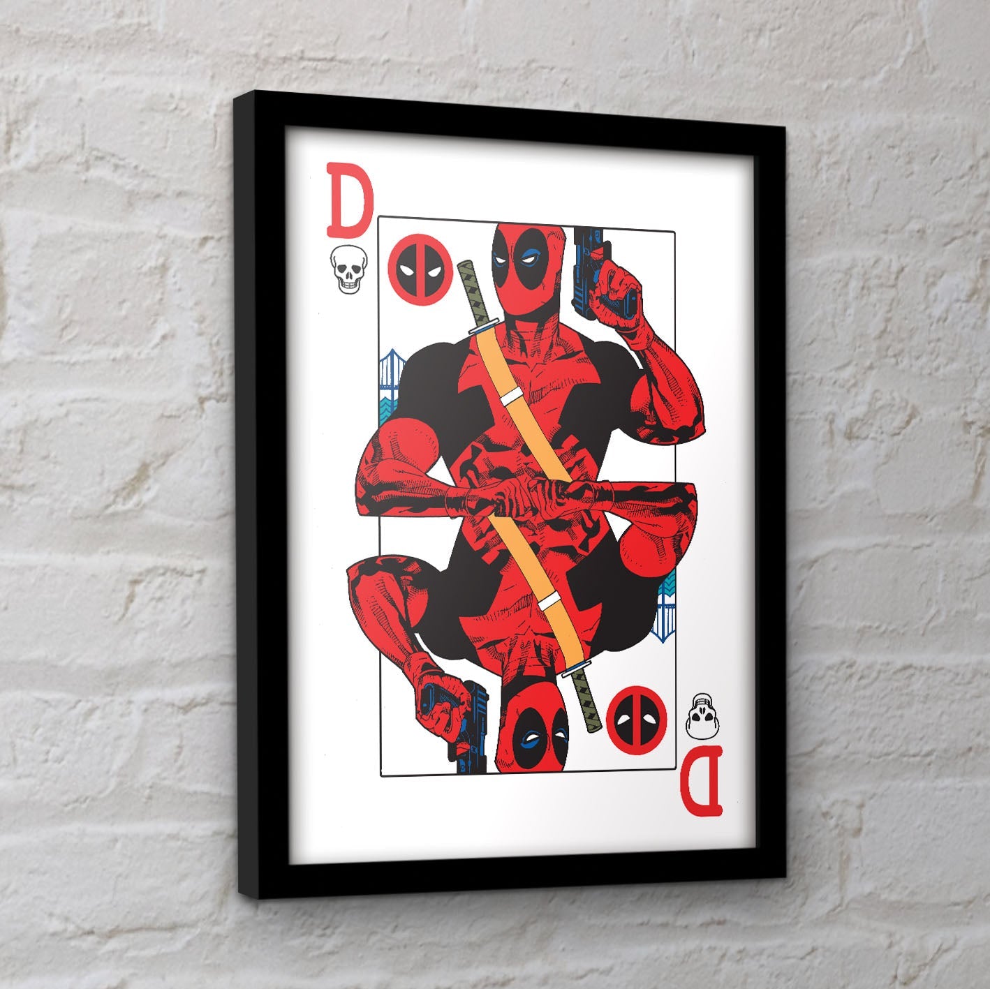 Framed Collector Print of Marvel Deadpool Playing Card