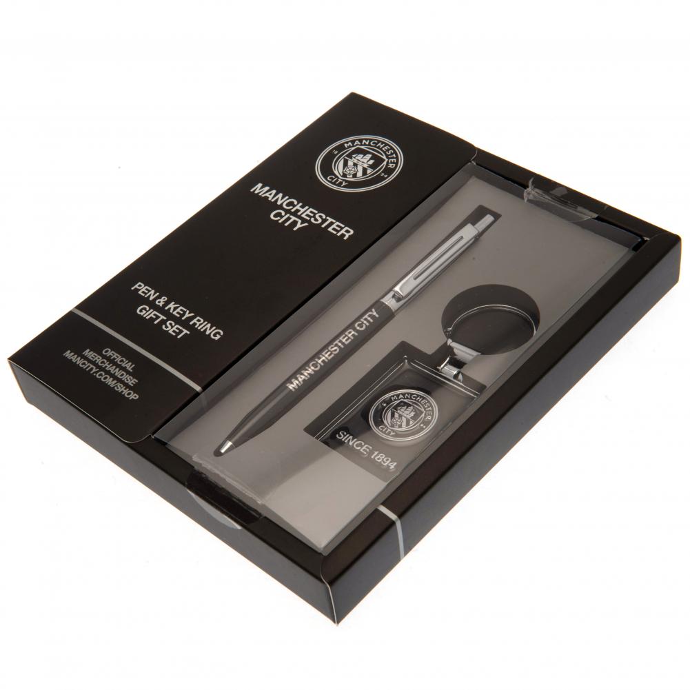 Manchester City Football Club Official Executive Pen and Large Rectangle Keyring Gift Set