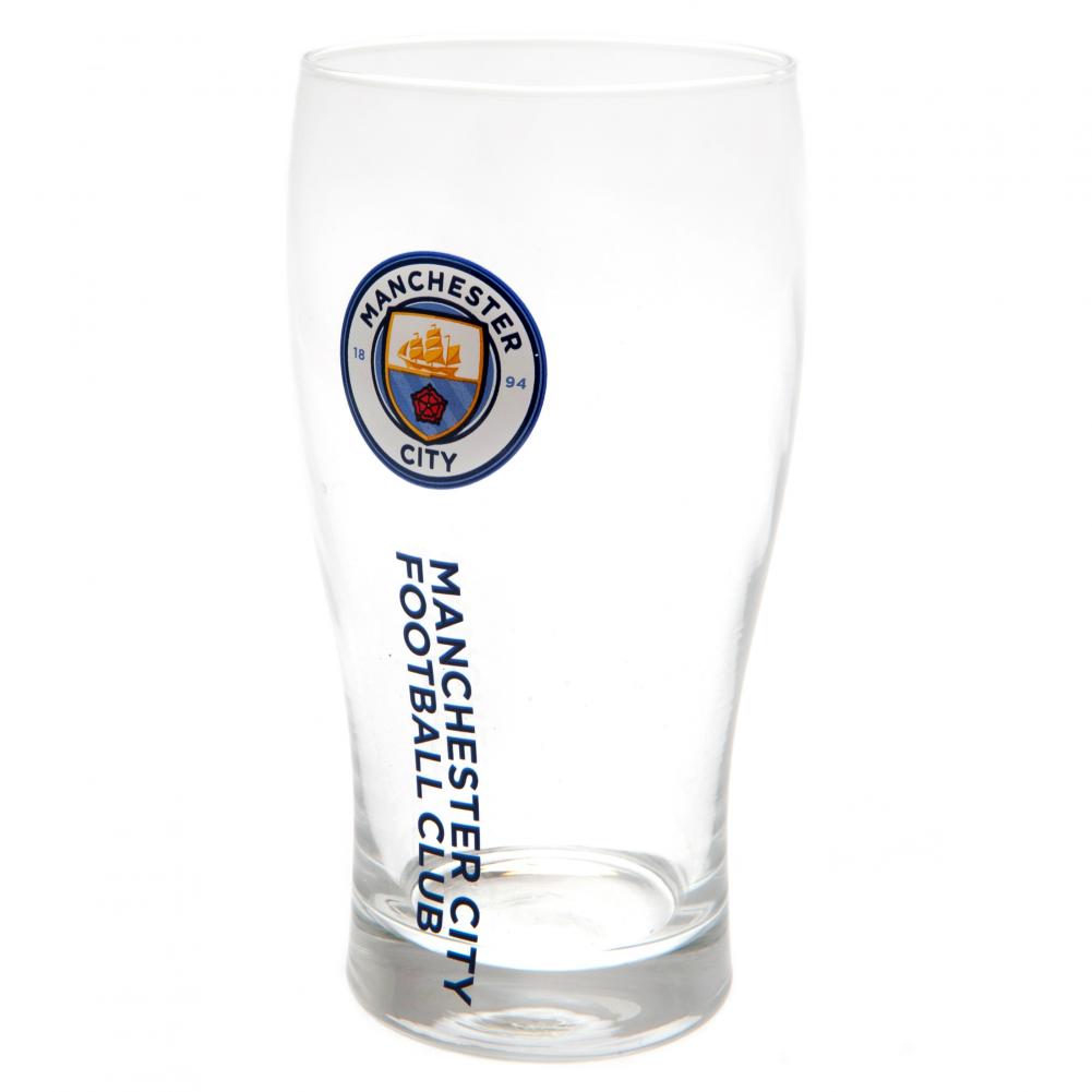 Navy Blue Manchester City FC Wordmark Tulip-Style Pint Glass