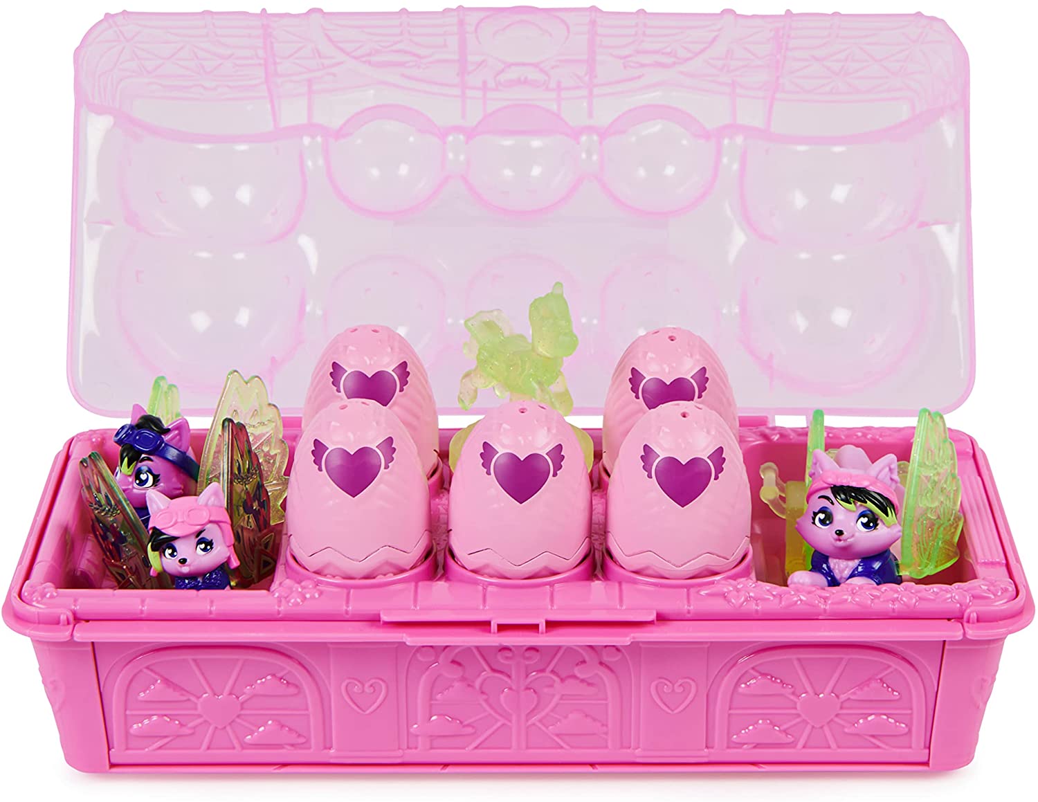Hatchimals CollEGGtibles: Exclusive Rainbow-cation Wolf Family Carton with Surprising Playset and Collectible Toys