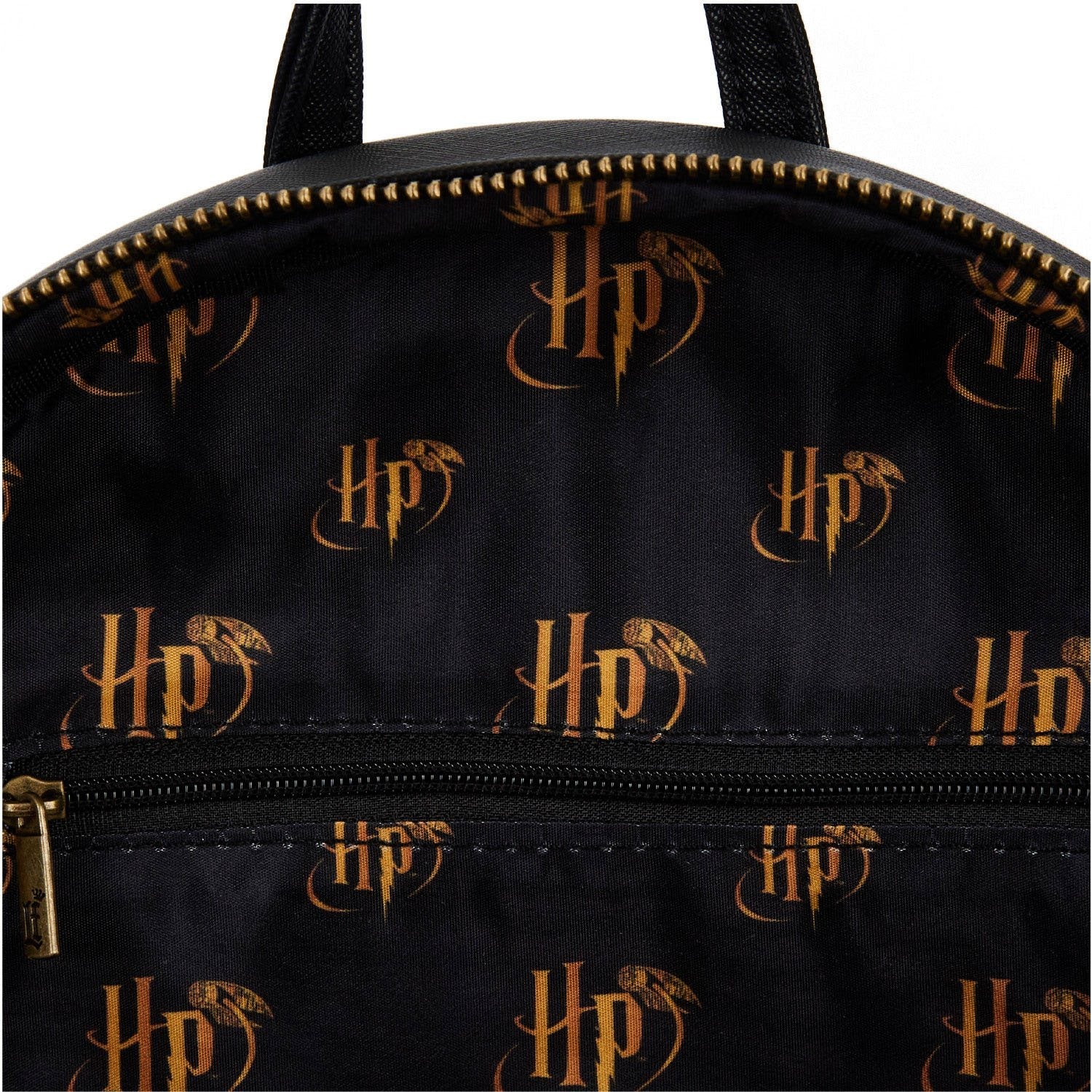 Loungefly Branded Harry Potter Trilogy Themed Triple Pocket Mini Backpack for Fashionable Carrying