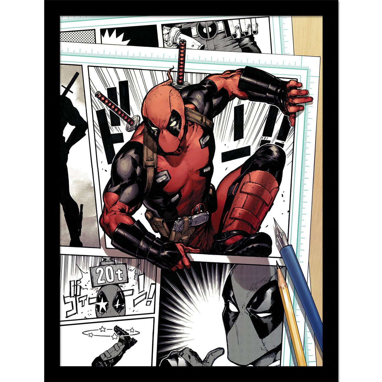 Framed 30 x 40 cm Marvel Comics Deadpool Collector's Print