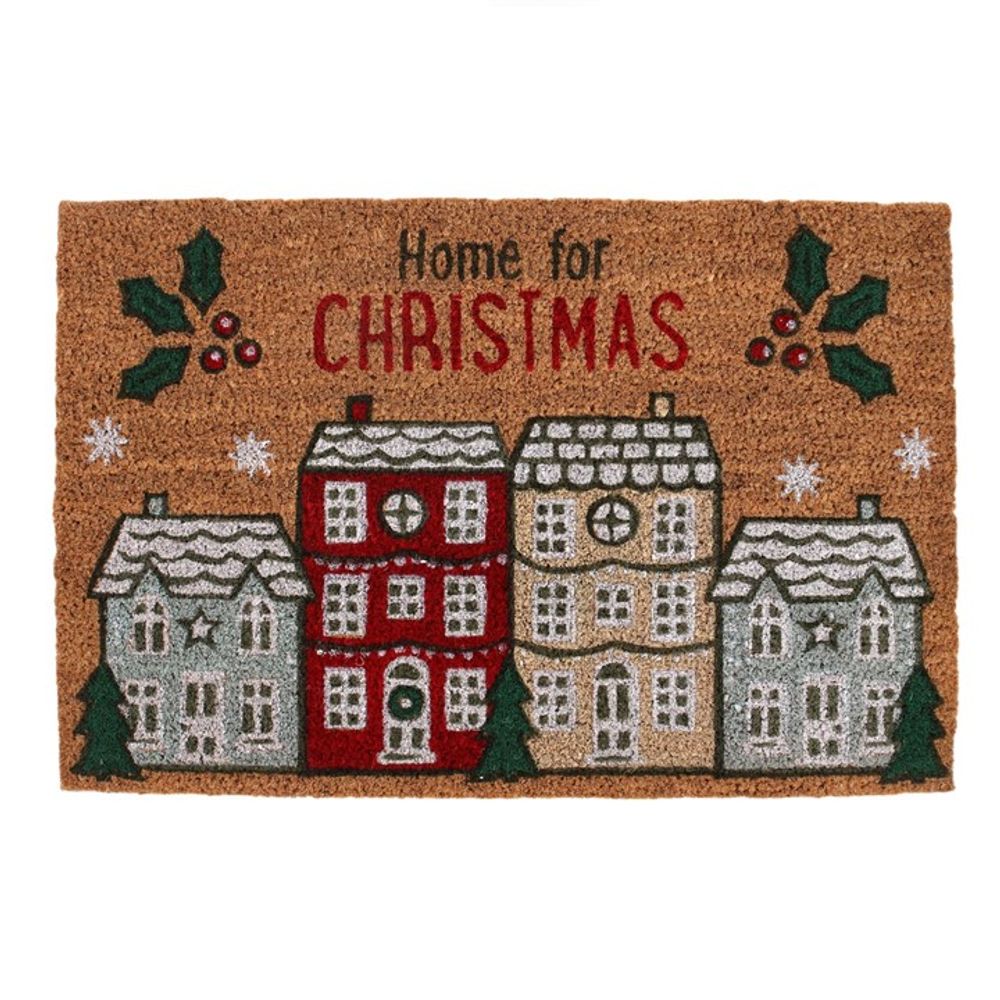 Festive Christmas Doormat with 'Home for Christmas' Design