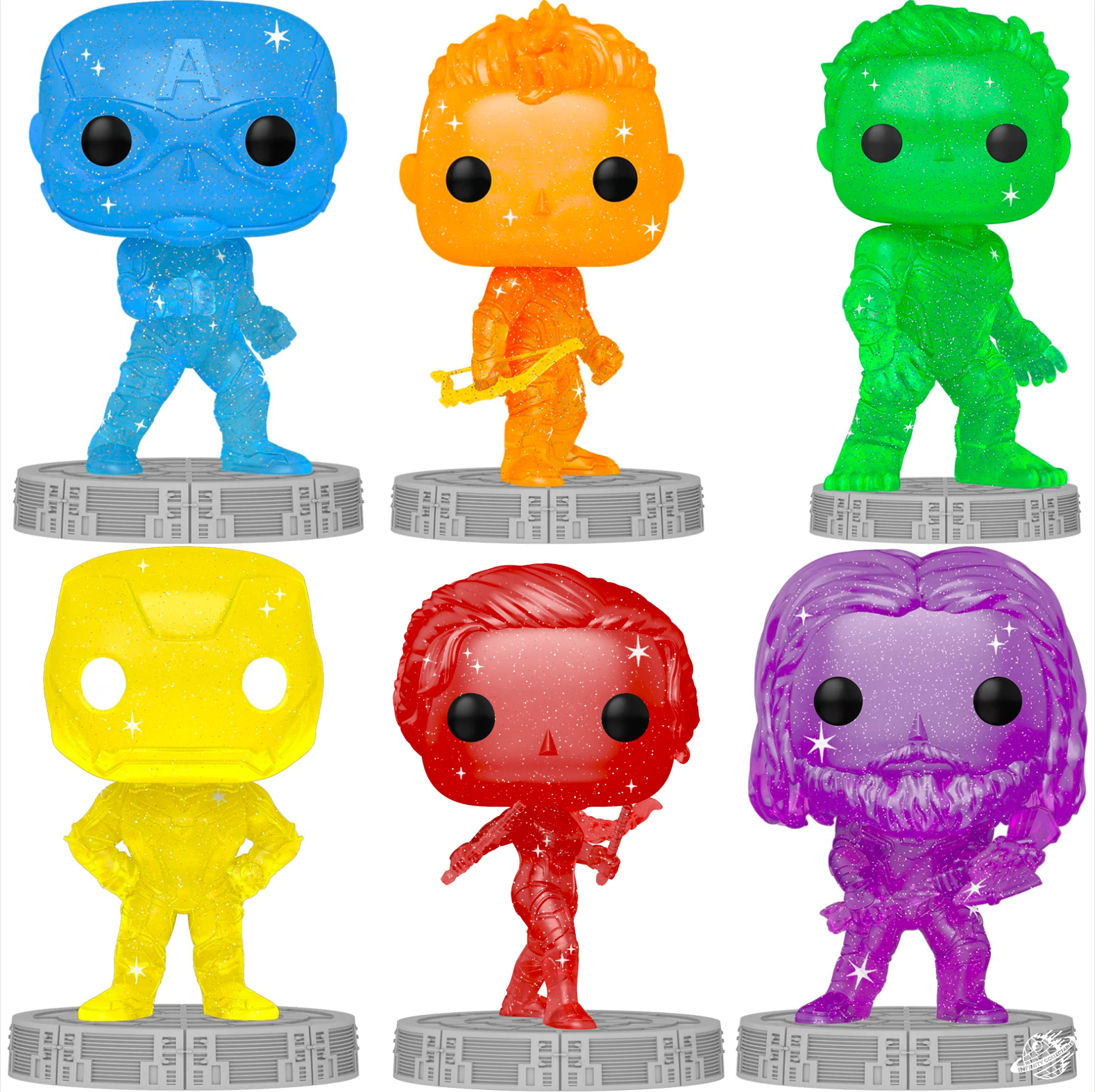 Complete Bundle of 6 Marvel Avengers Infinity Saga Artist Series Funko Pop Vinyl Collectible Figures
