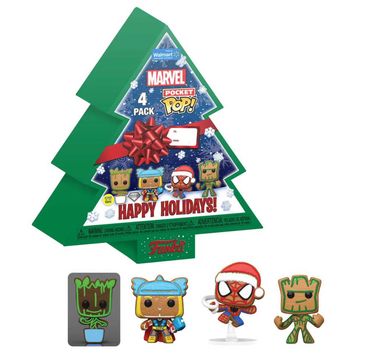 Funko Pop! Pocket Pop! Marvel Holiday 4-Pack Vinyl Superhero Gingerbread Figures