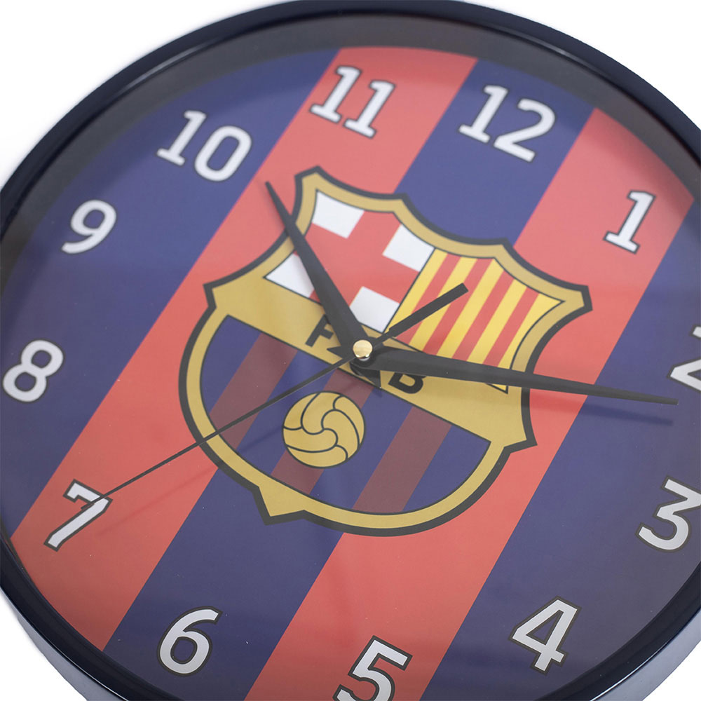 Stylish Red and Blue Striped FC Barcelona Bedroom Wall Clock