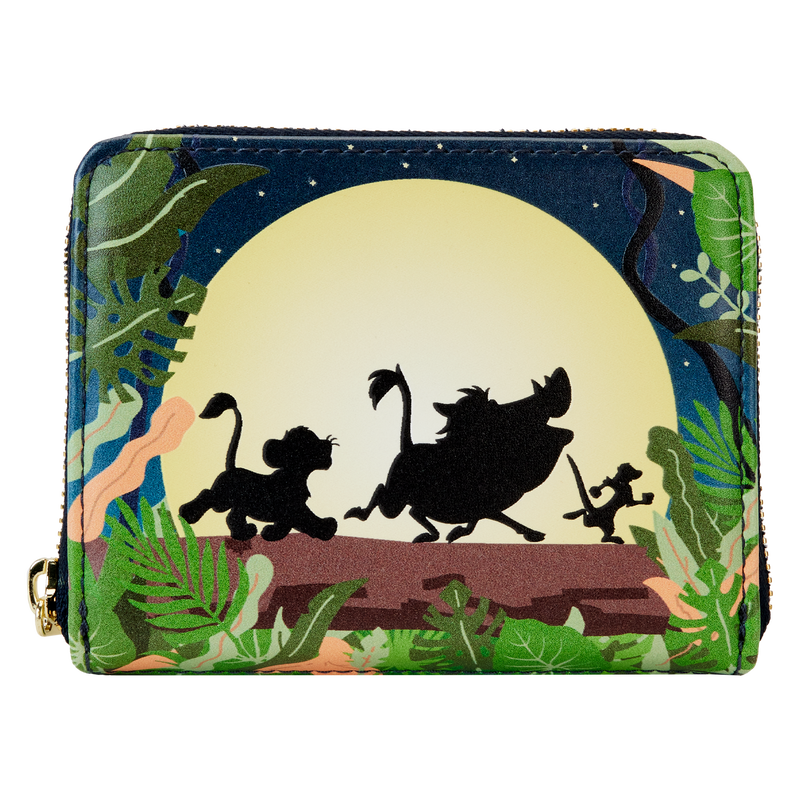 Loungefly Disney The Lion King 30th Anniversary Hakuna Matata Silhouette Style Zip Around Leather-Like Wallet for Everyday Use