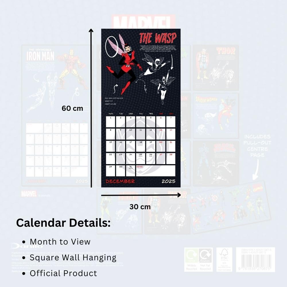 2025 Marvel Comics Themed Square Wall Calendar for Your Home or Office