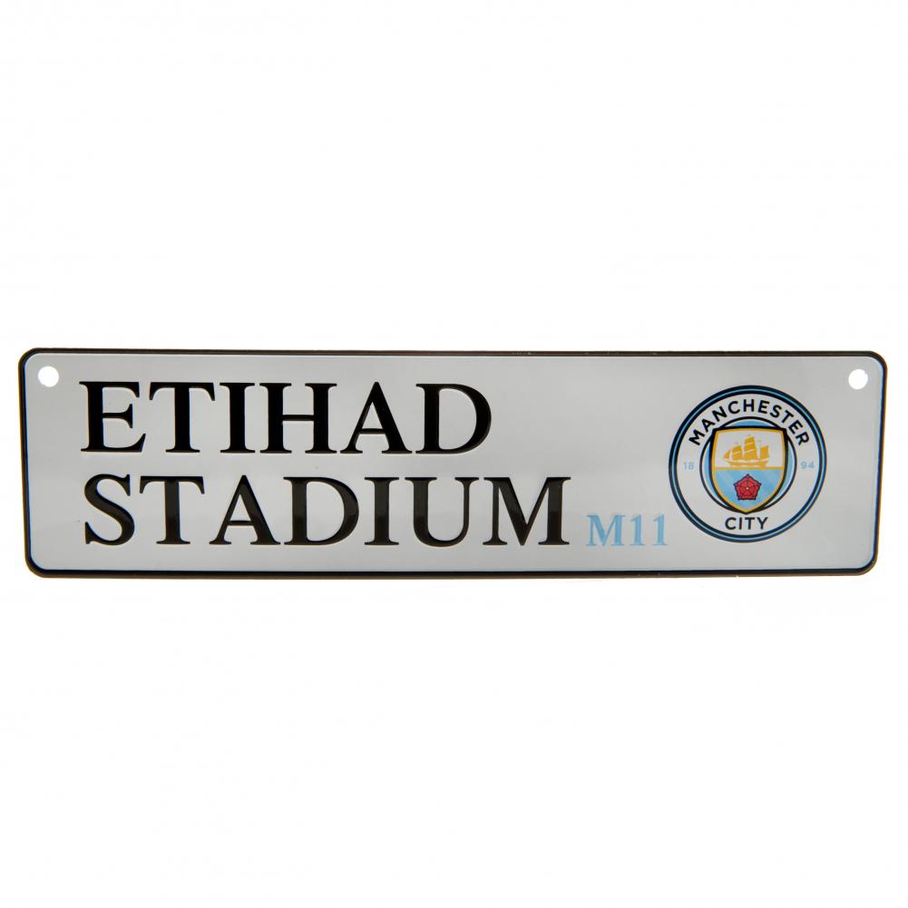 Stamped Metal Manchester City FC Window Sign for Easy Display