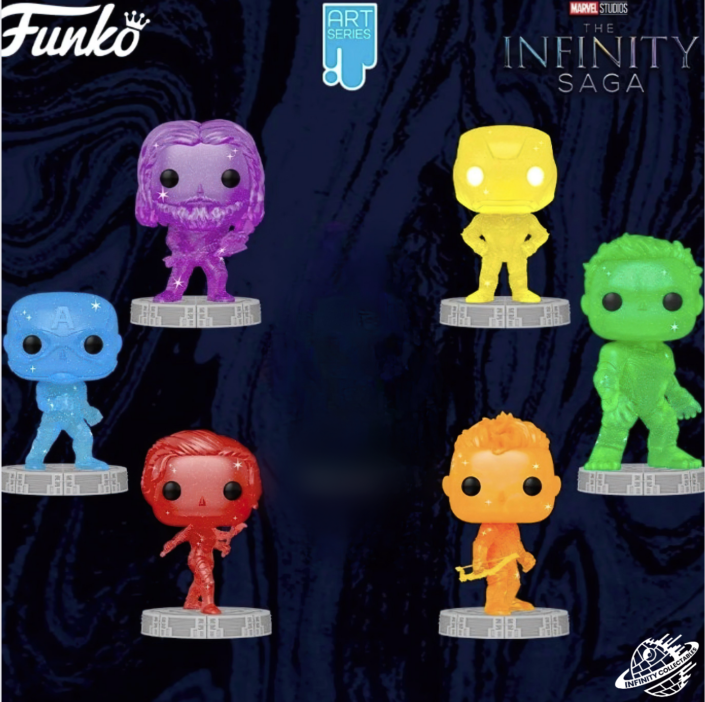 Complete Bundle of 6 Marvel Avengers Infinity Saga Artist Series Funko Pop Vinyl Collectible Figures