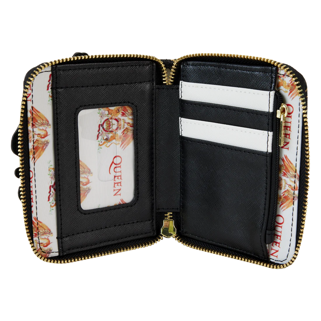 Loungefly Fashionable Queen Logo Crest Design Zip Around Wallet for Music Lovers