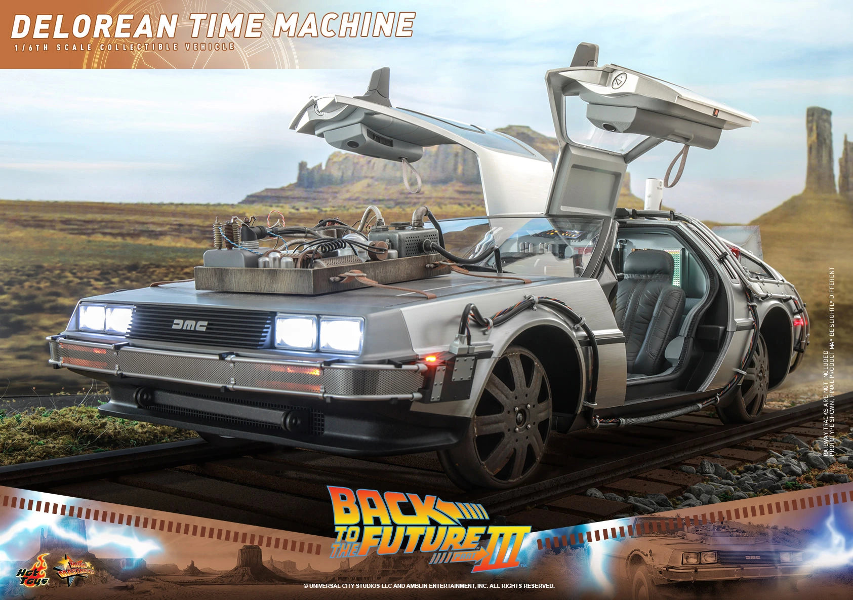 Hot Toys 1/6th Scale Back to the Future Part III DeLorean Time Machine Collectible