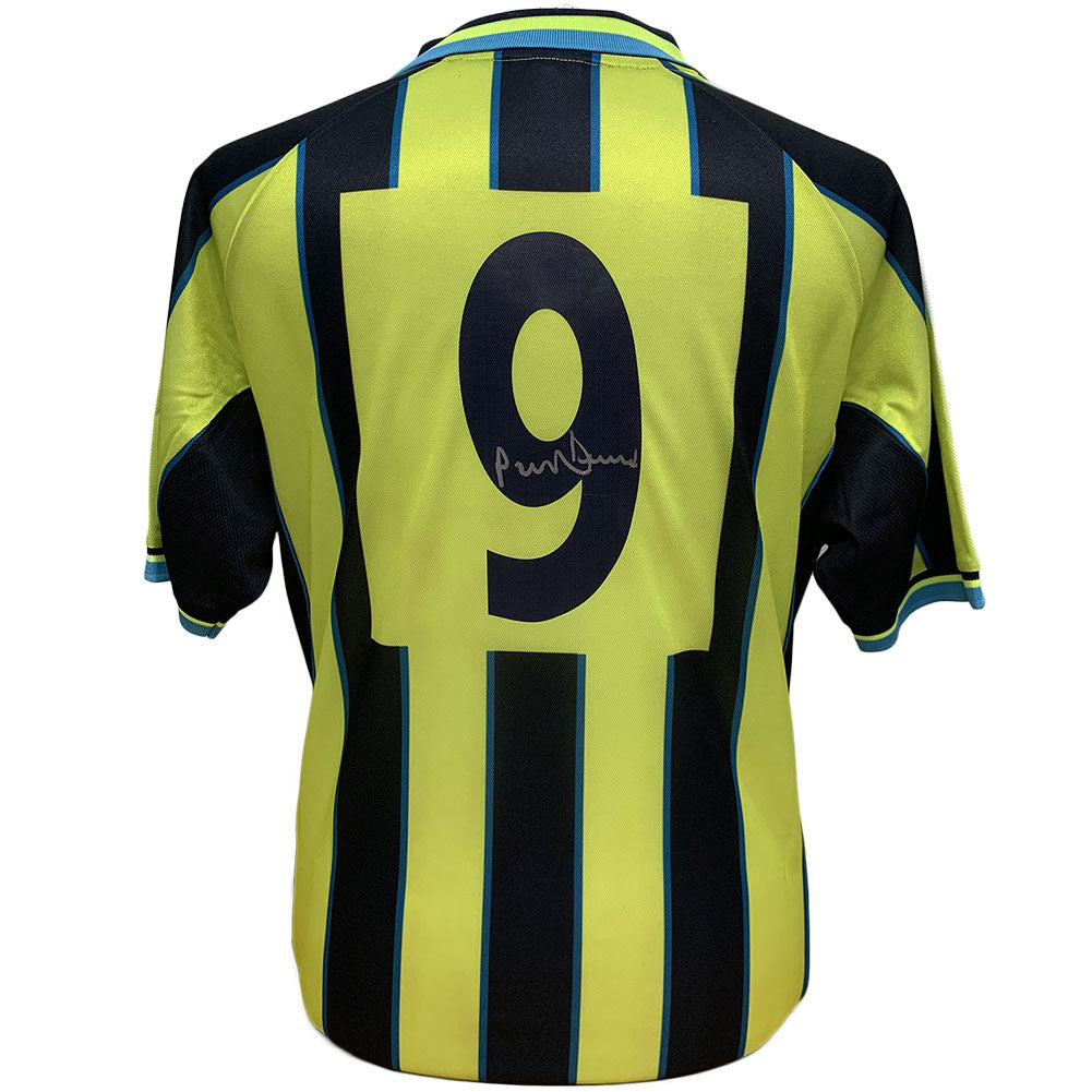 Authentic Manchester City FC Retro Replica Shirt of 1999 Season Hand-Signed by Paul Dickov