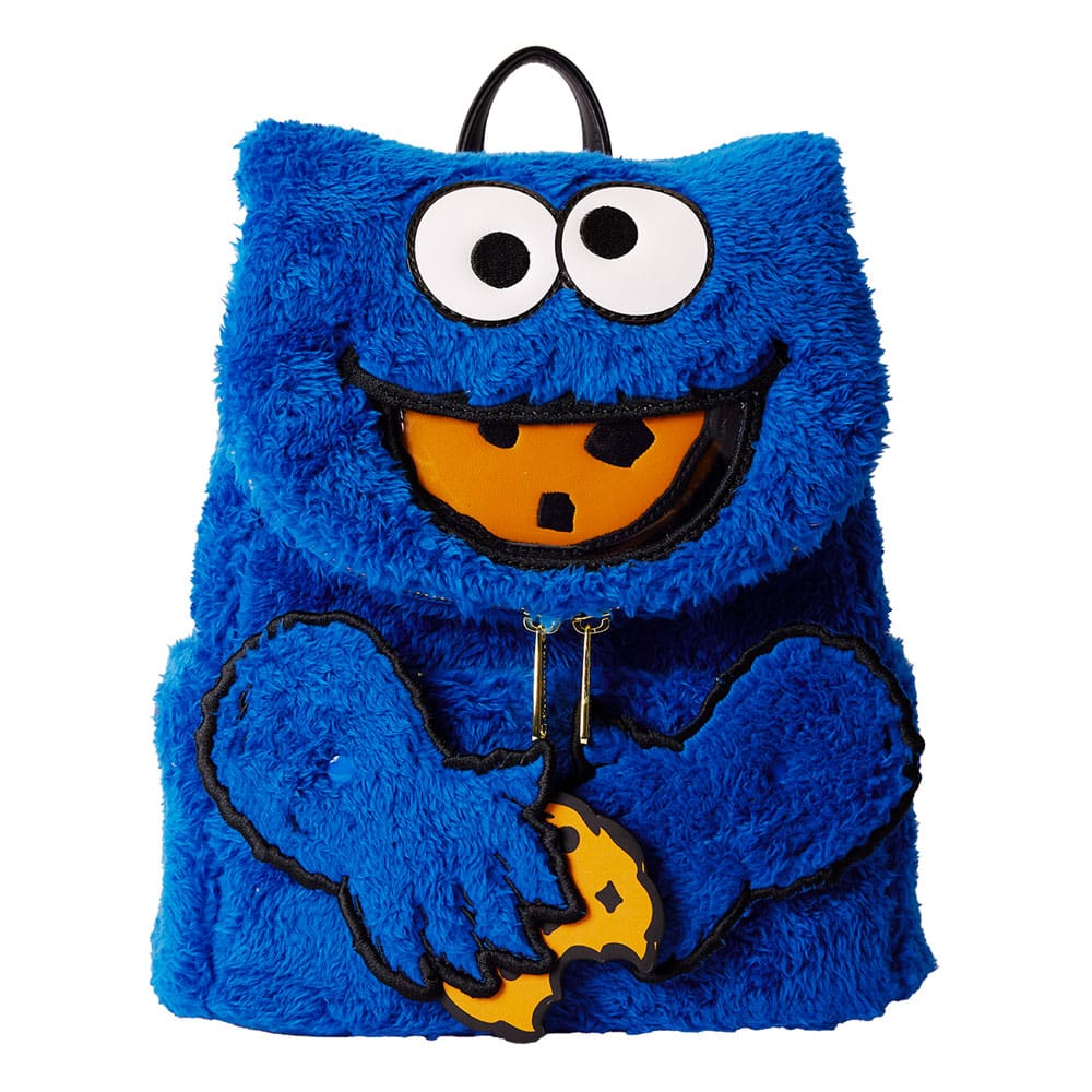 Loungefly Adorable Sesame Street Cookie Monster Fuzzy Plush Mini Backpack