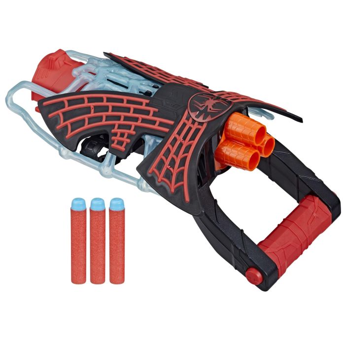 Marvel's Spider - Man: Across the Spider - Verse Inspired Miles Morales Tri - Shot NERF Blaster Toy for Kids