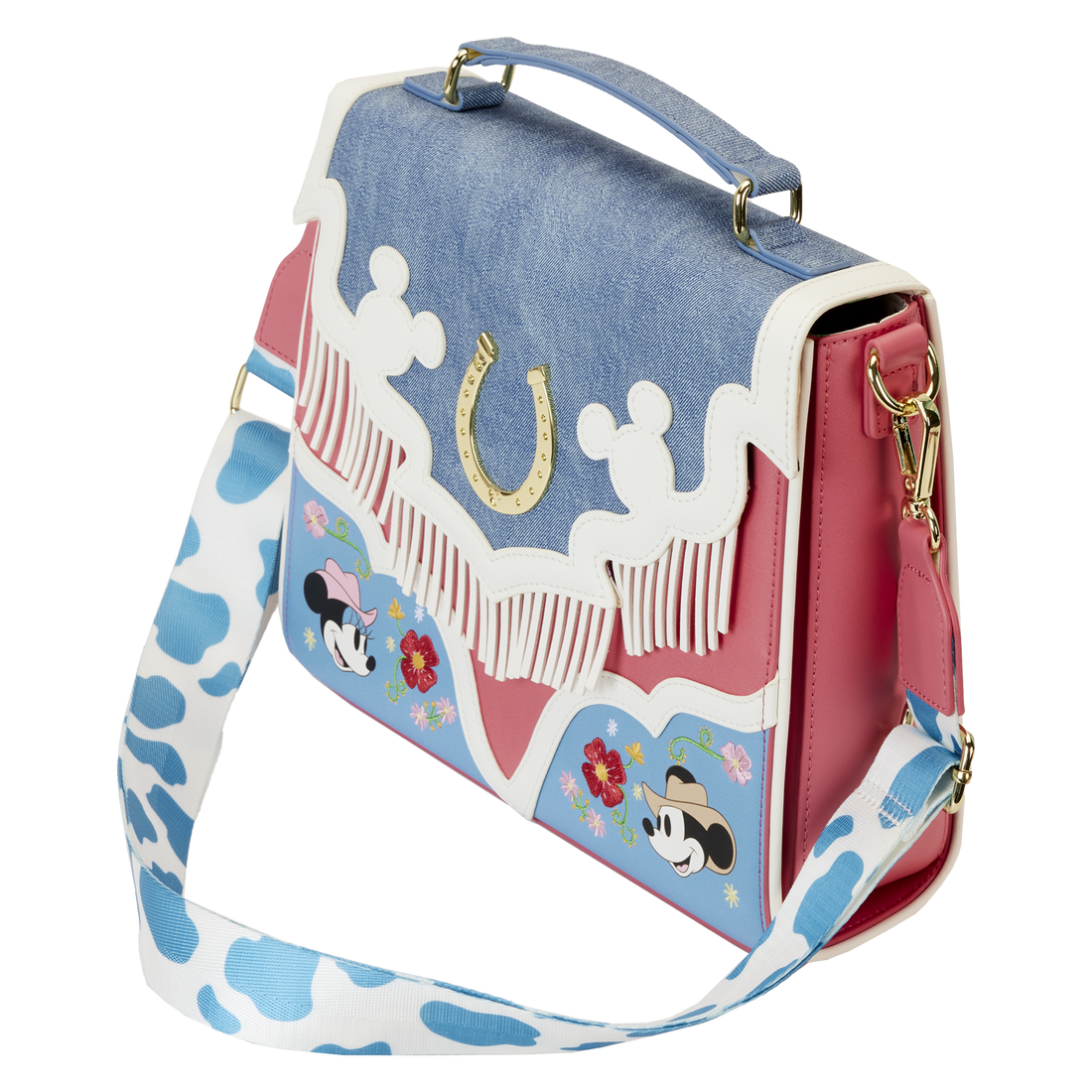 Loungefly Licensed Disney Western-Style Mickey And Minnie Design Crossbody Shoulder Bag for Fashion Lovers