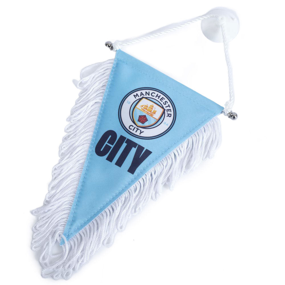 Sky Blue Manchester City FC Mini Triangular Pennant with Full - Color Crest