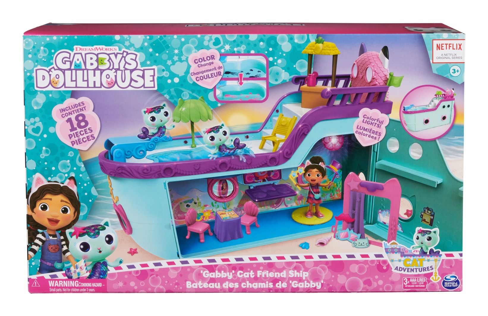 DreamWorks Gabby's Dollhouse Pretend Play Cruise Ship Toy with Multiple Accessories