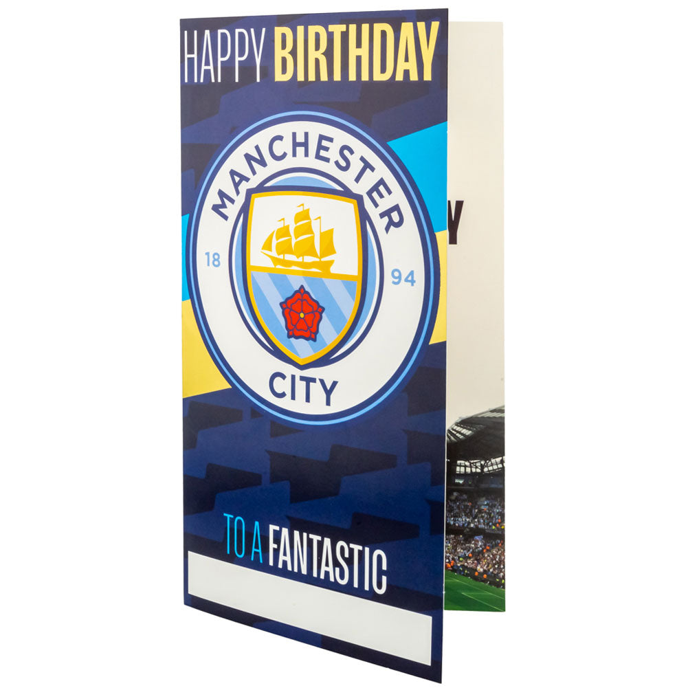 Personalised Manchester City FC Birthday Card with Vibrant Blue Gloss